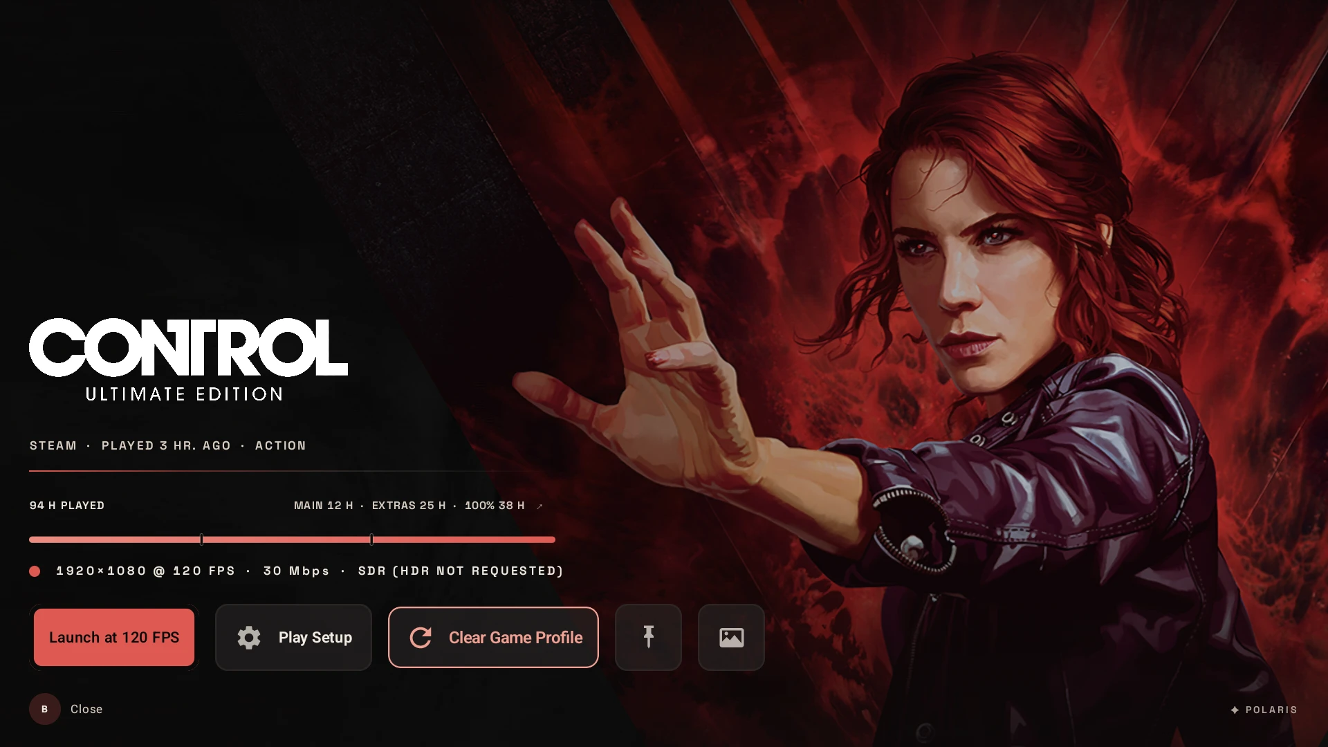 The same Nova game page in the < Congratulations, Director > theme