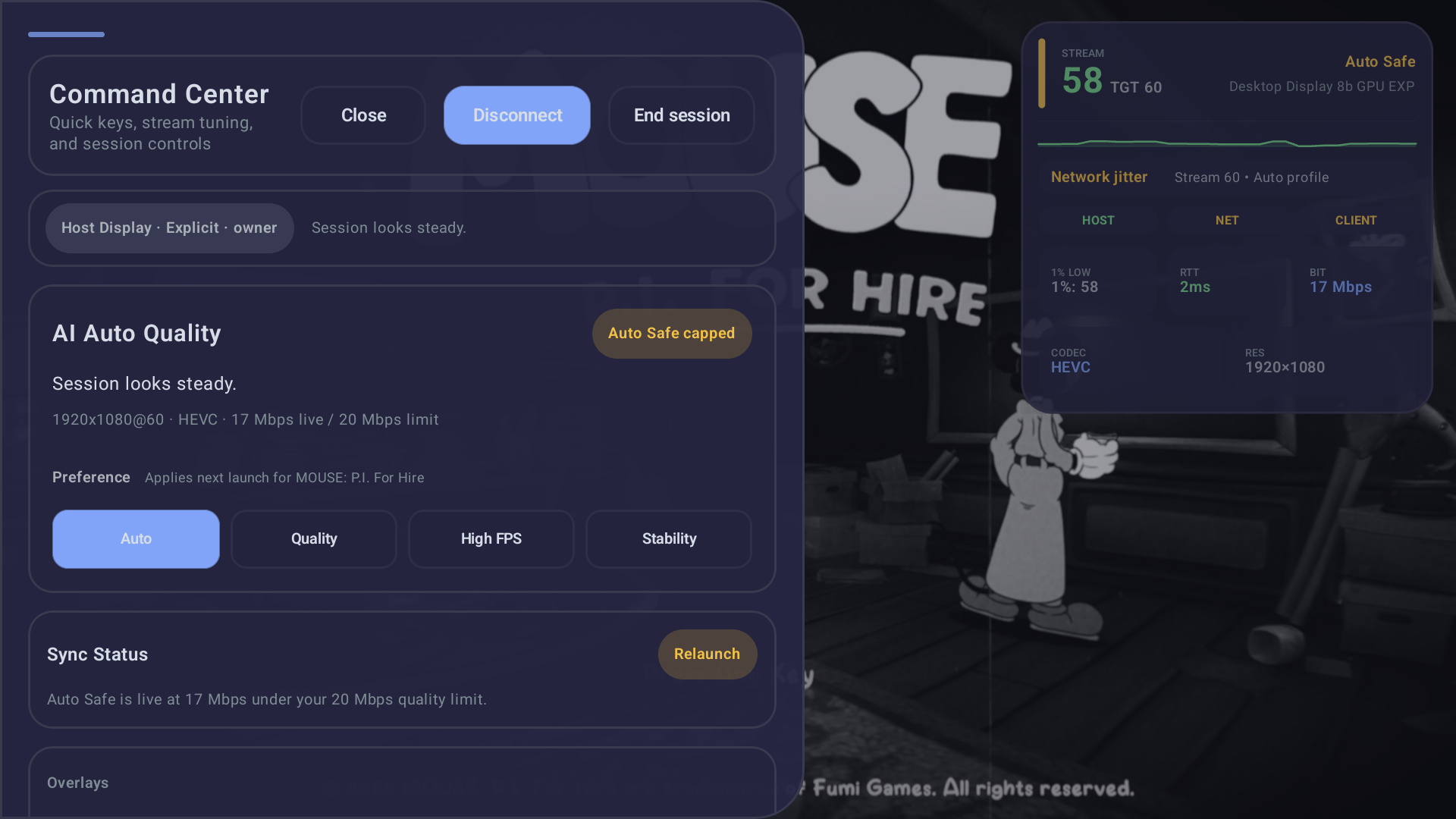 Nova Command Center showing live stream controls and health
